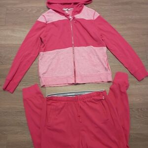 Victorias Secret Supermodel Essentials Foil Bling Zip Hoodie Set L/M